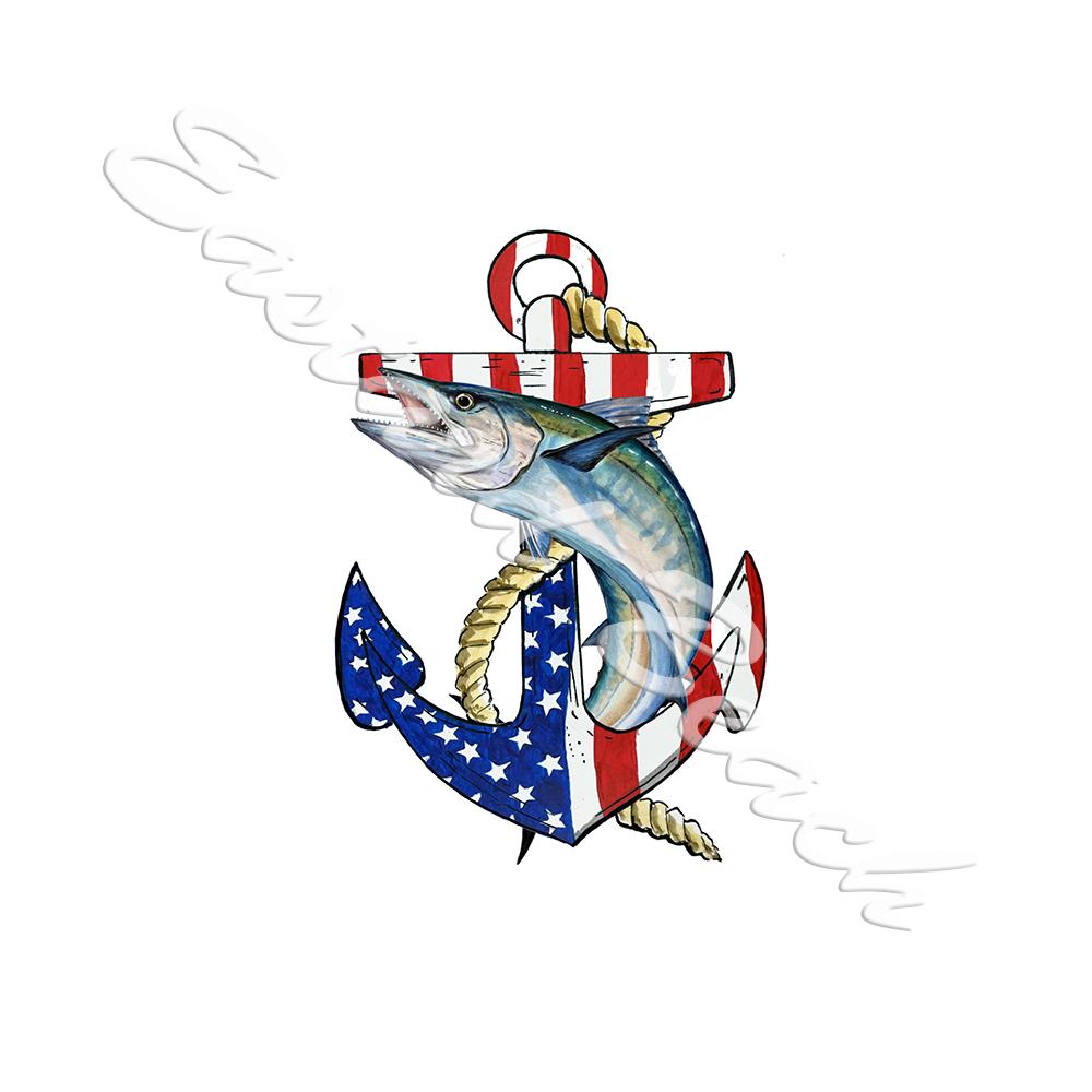 USA Anchor with King Mackerel - Click Image to Close