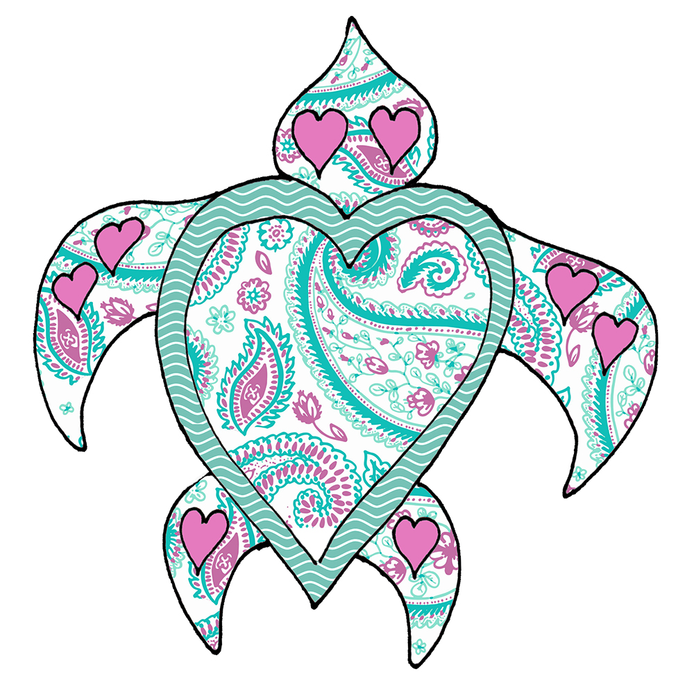 Sea Turtle Hearts - Paisley - Click Image to Close
