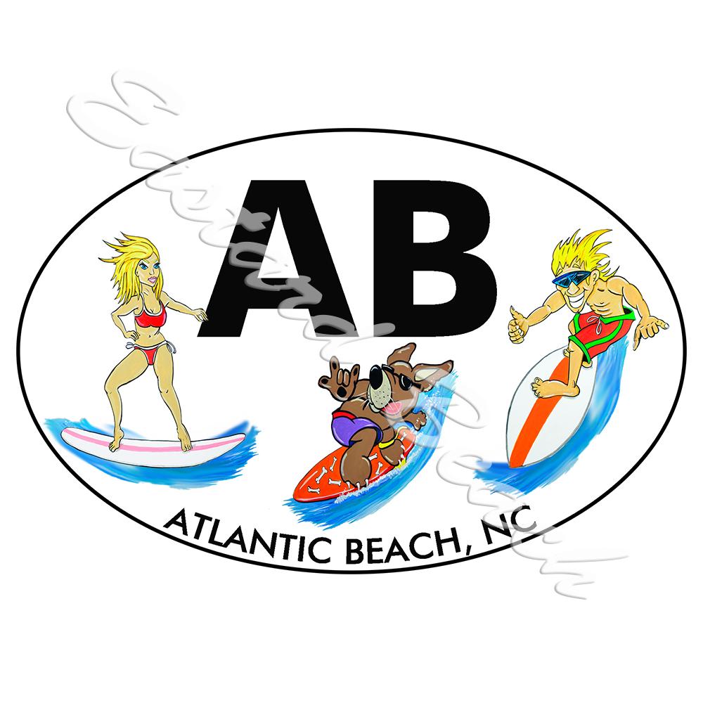 AB - Atlantic Beach Surf Buddies - Printed Vinyl Decal - Click Image to Close