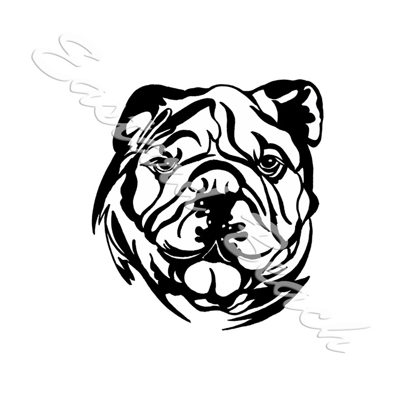 Bulldog Outline - Printed Vinyl Decal - Click Image to Close