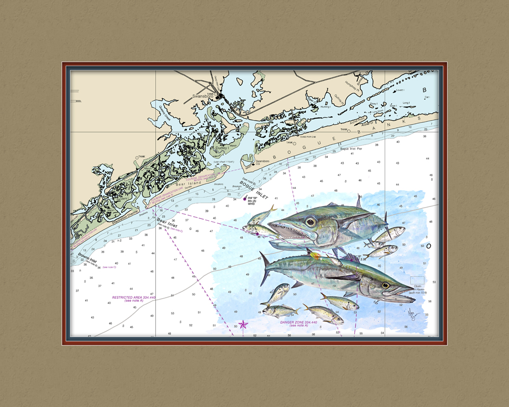 Chart - Bogue Inlet, NC - King Mackerel - Click Image to Close
