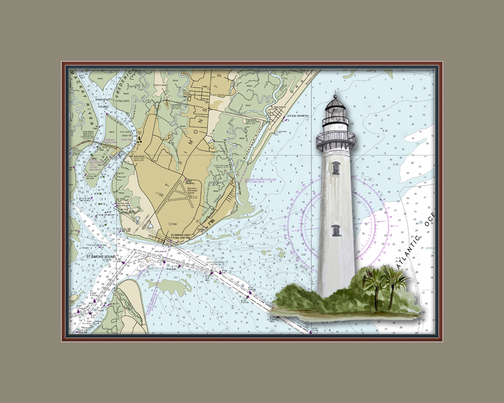 Chart - St. Simons, GA Lighthouse - Click Image to Close