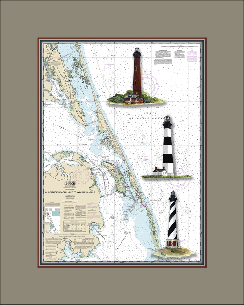 Chart - NC OBX Lighthouses - Click Image to Close