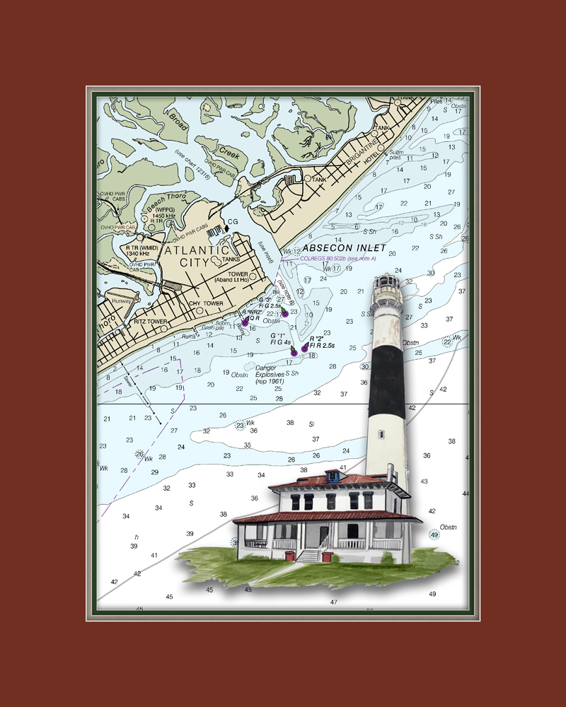 Abescon Lighthouse Nautical Chart