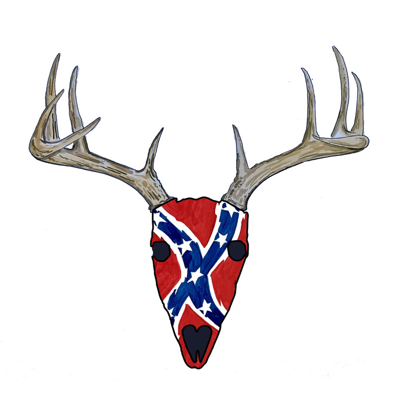 Confederate Flag Deer Skull - Printed Vinyl Decal