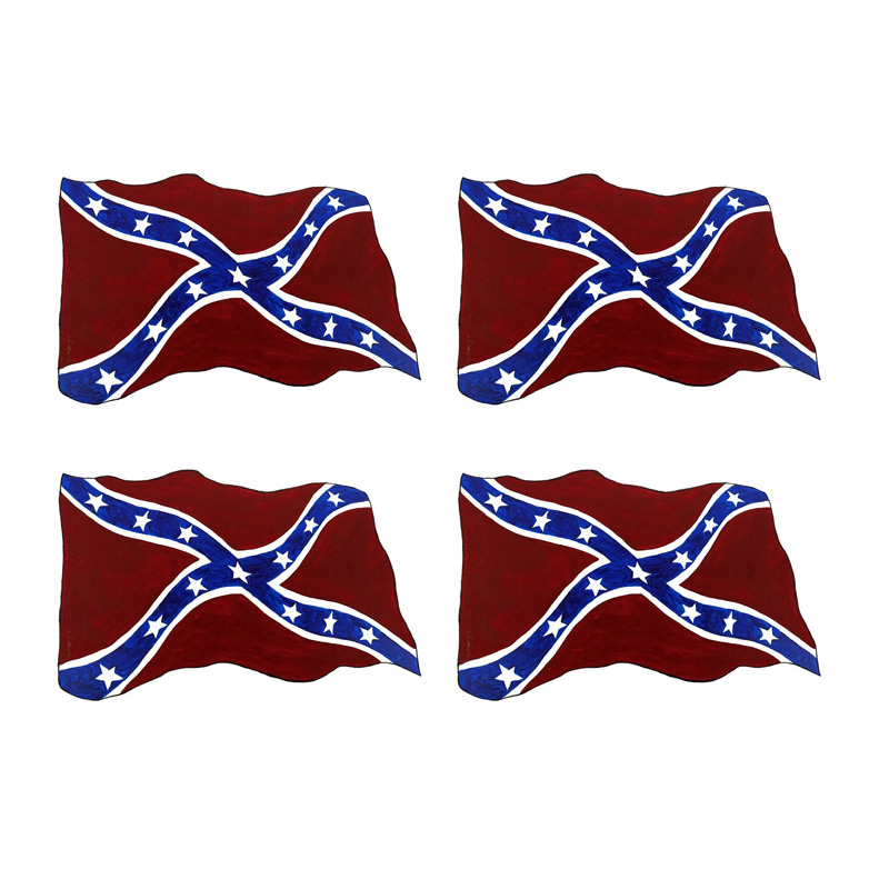 Confederate Flag X 4 - Printed Vinyl Decal - Click Image to Close