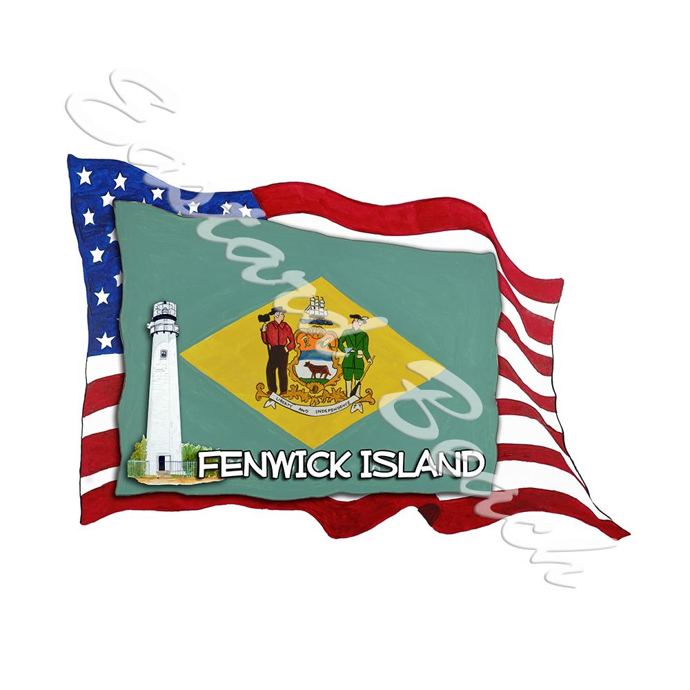 USA/Delaware Flags - Fenwick Lighthouse