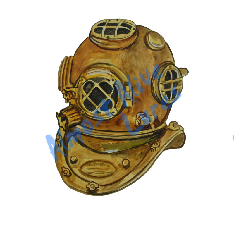 Diver Helmet - Printed Vinyl Decal - Click Image to Close