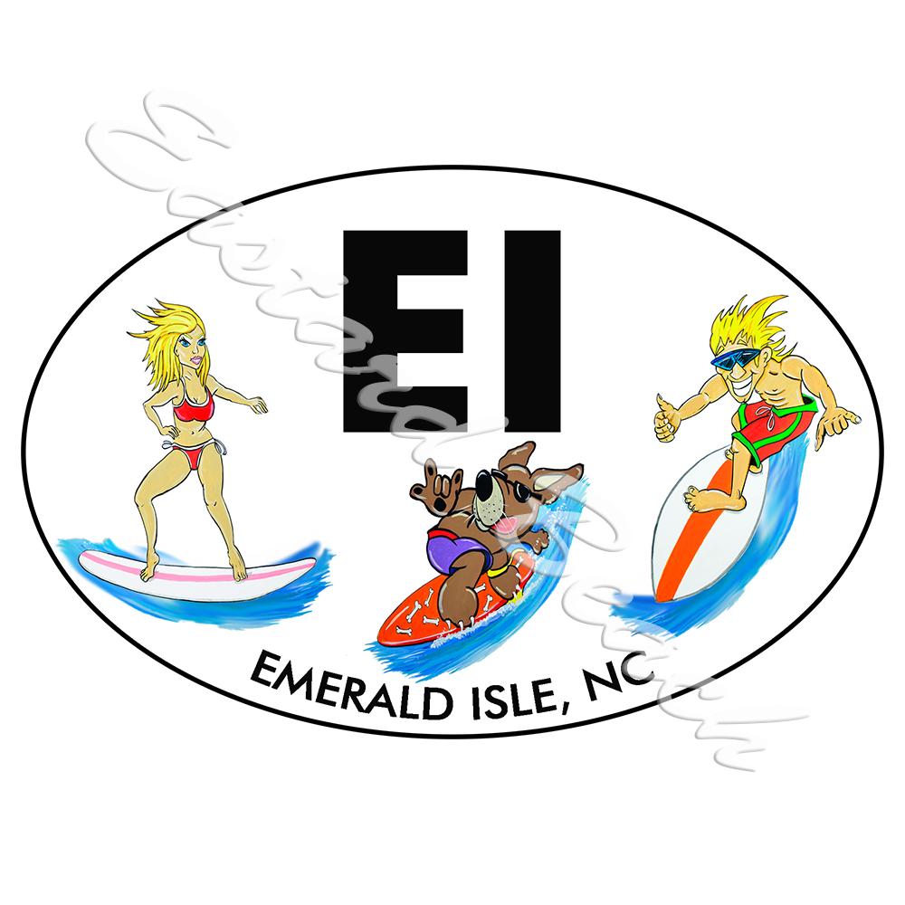 EI - Emerald Isle Surf Buddies - Printed Vinyl Decal - Click Image to Close