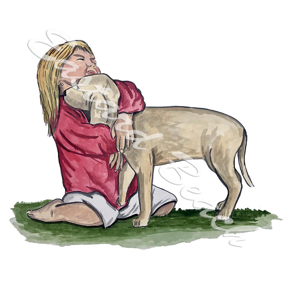 Child Hugging Dog - Click Image to Close