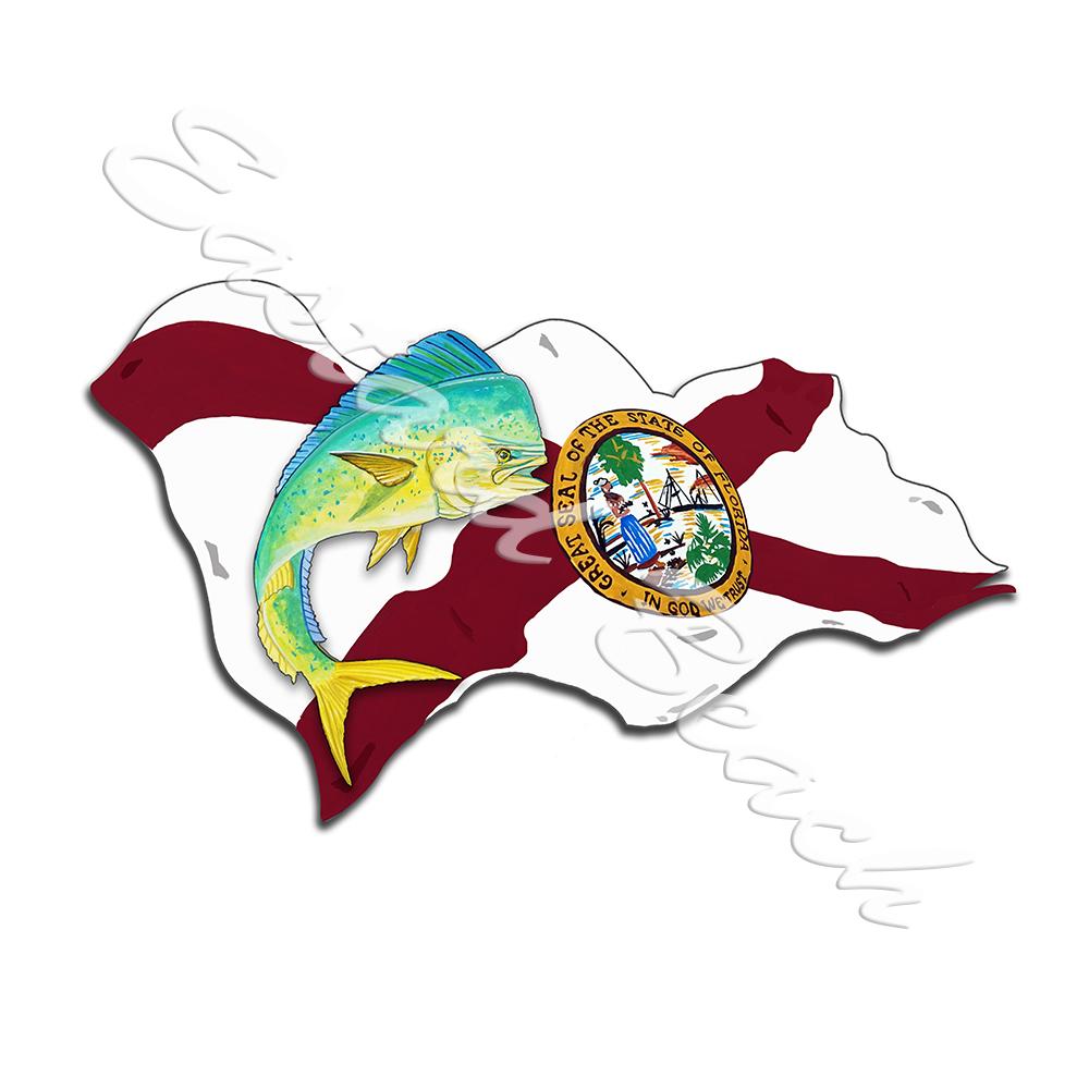 Florida Flag with Mahi-Mahi - Click Image to Close