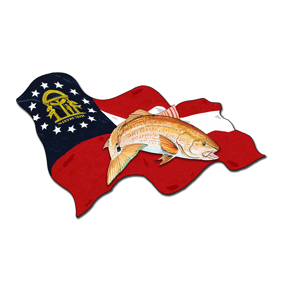 Georgia Flag and Red Drum - Click Image to Close