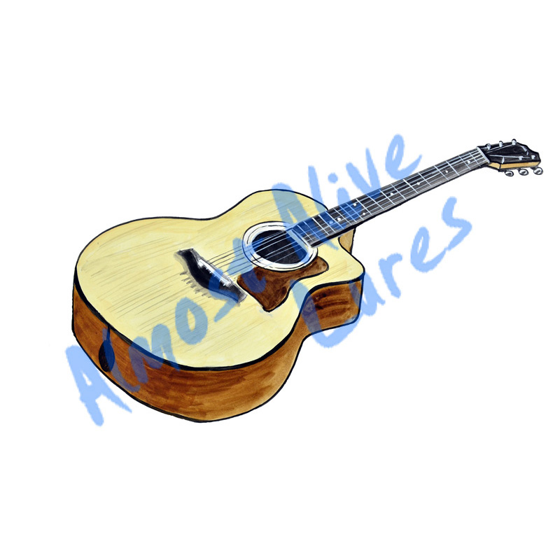 Acoustic Guitar - Printed Vinyl Decal - Click Image to Close