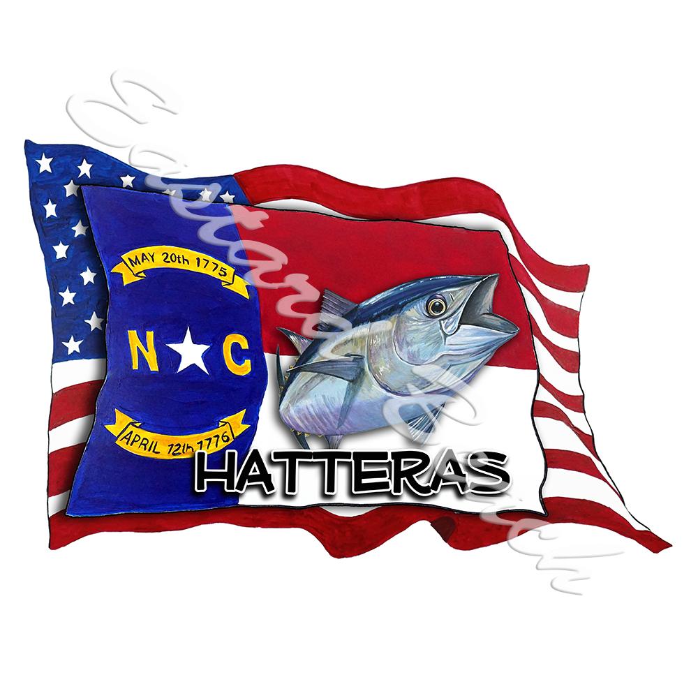 USA/NC Flags w/ Tuna - Hatteras - Click Image to Close