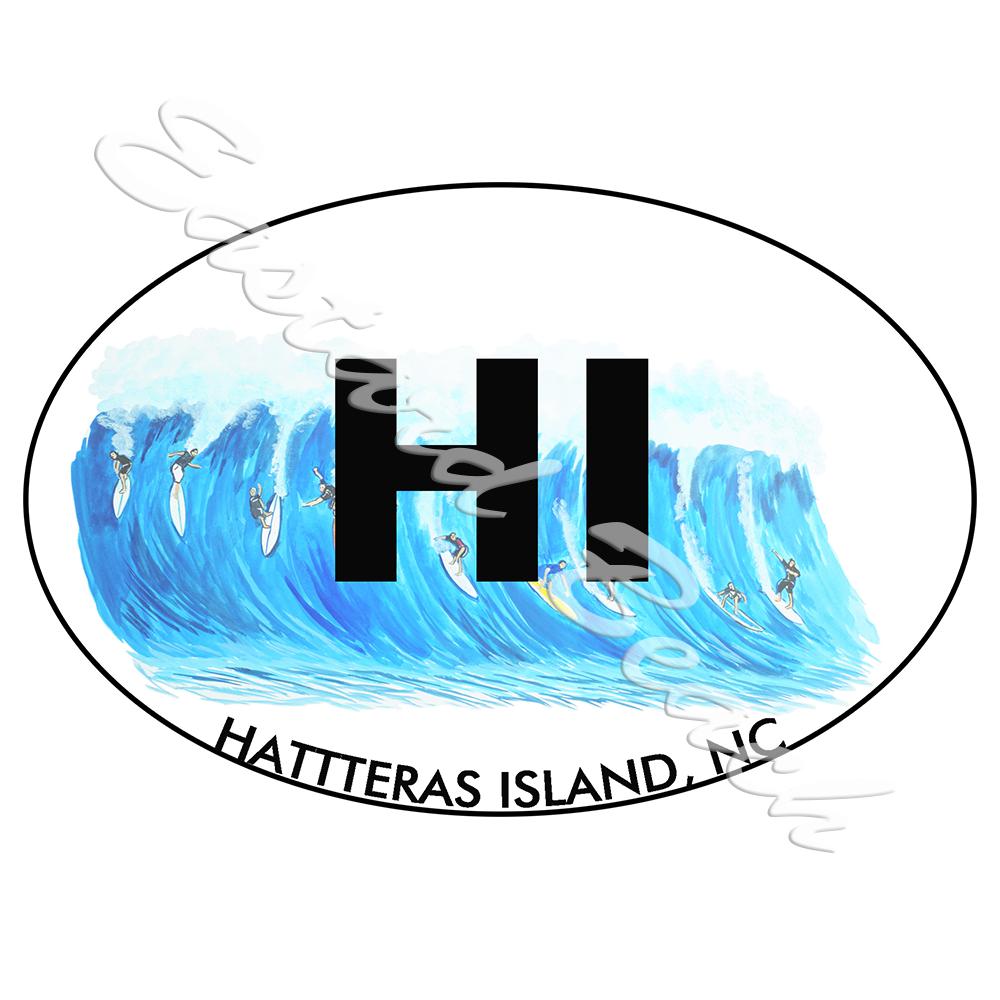 HI - Hatteras Island Surfing - Printed Vinyl Decal