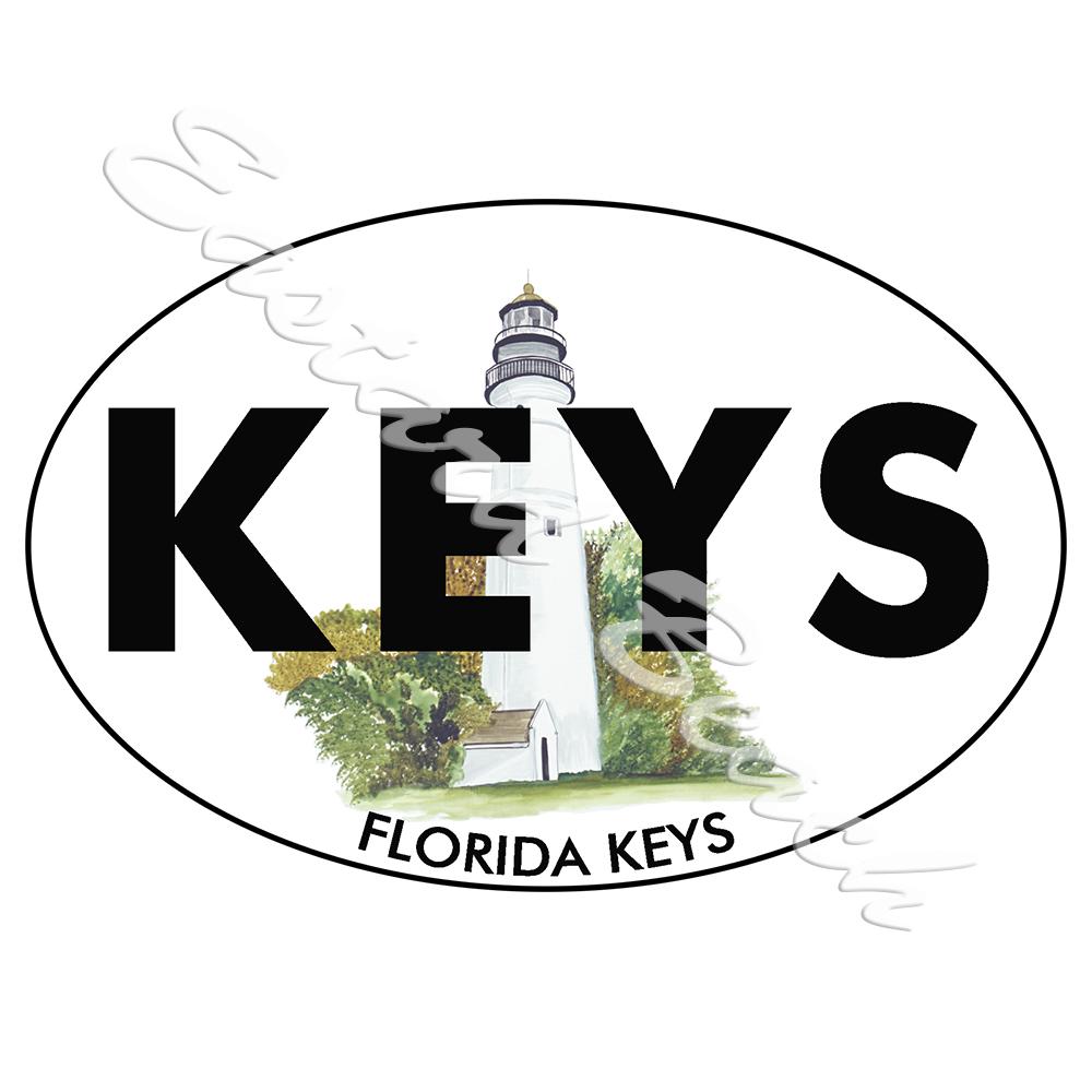 KEYS - Florida Keys Lighthouse - Printed Vinyl Decal - Click Image to Close