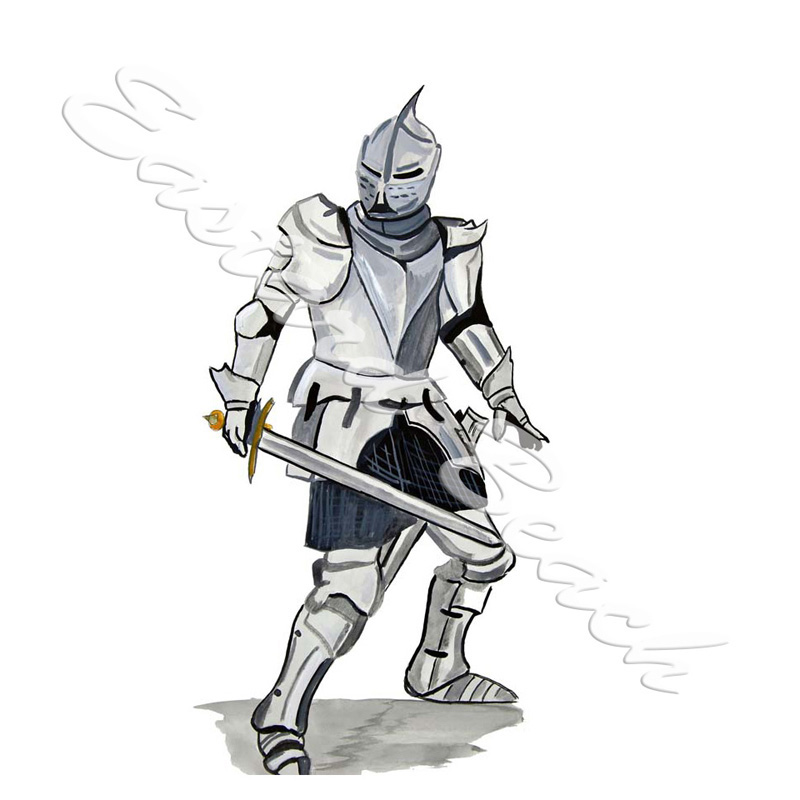 Knight In Armour - Printed Vinyl Decal - Click Image to Close
