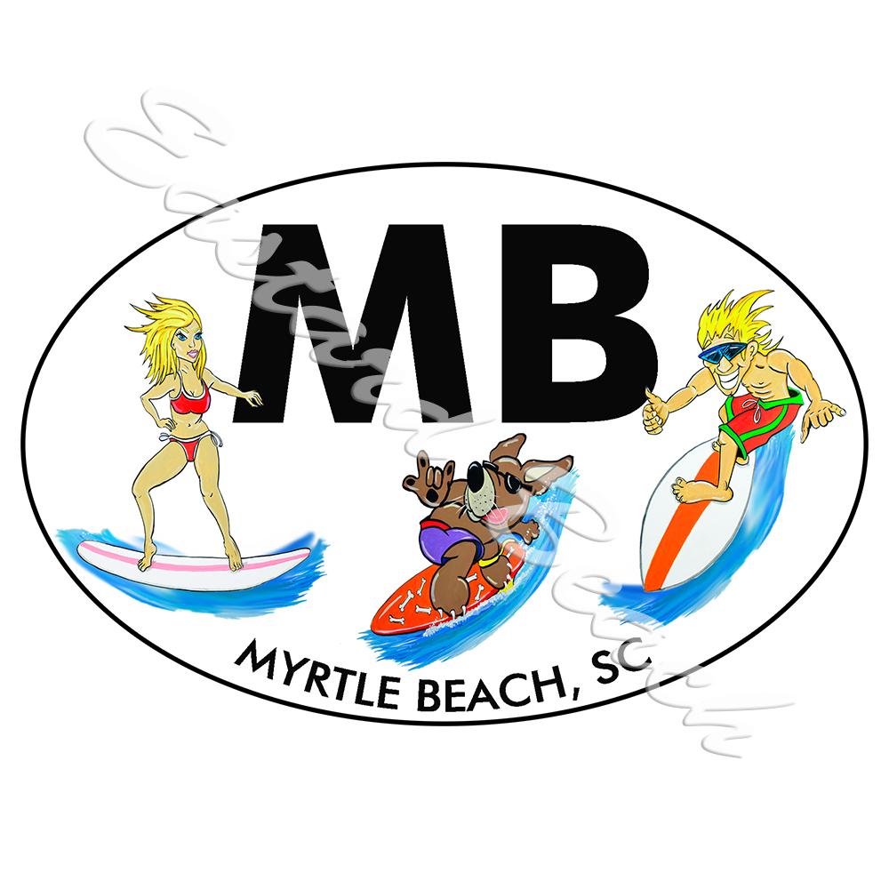 MB - Myrtle Beach Surf Buddies - Printed Vinyl Decal - Click Image to Close