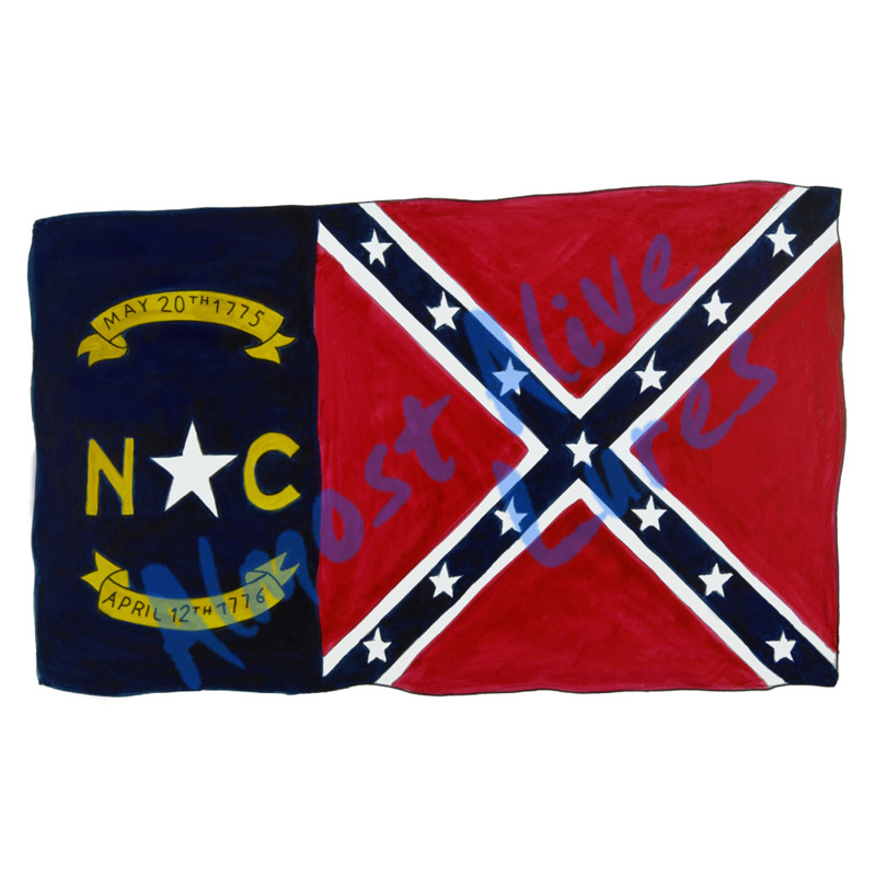 Nc Confederate Battle Flag - Printed Vinyl Decal - Click Image to Close