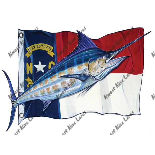 Nc State Flag & Blue Marlin - Printed Vinyl Decal