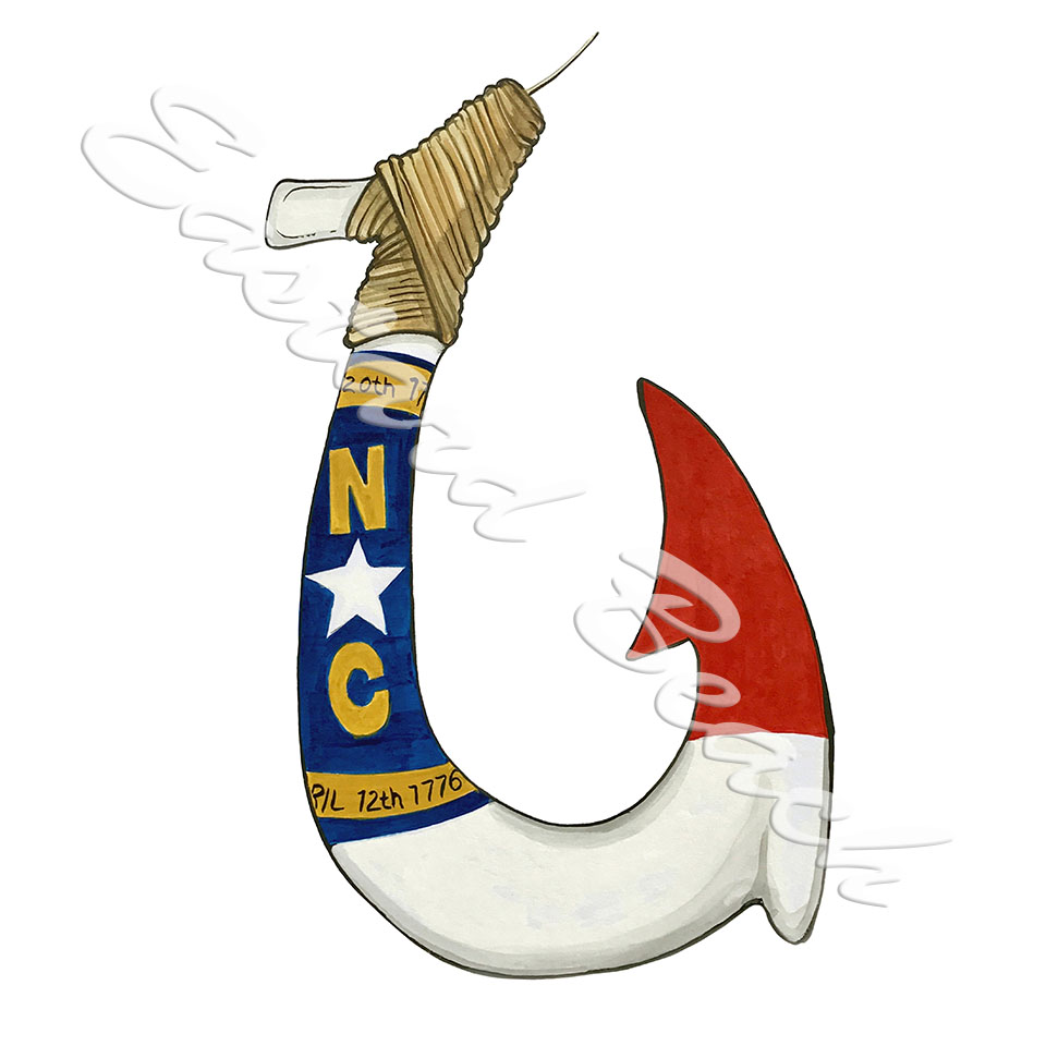 Nc Flag Hook Fish Hook Decal