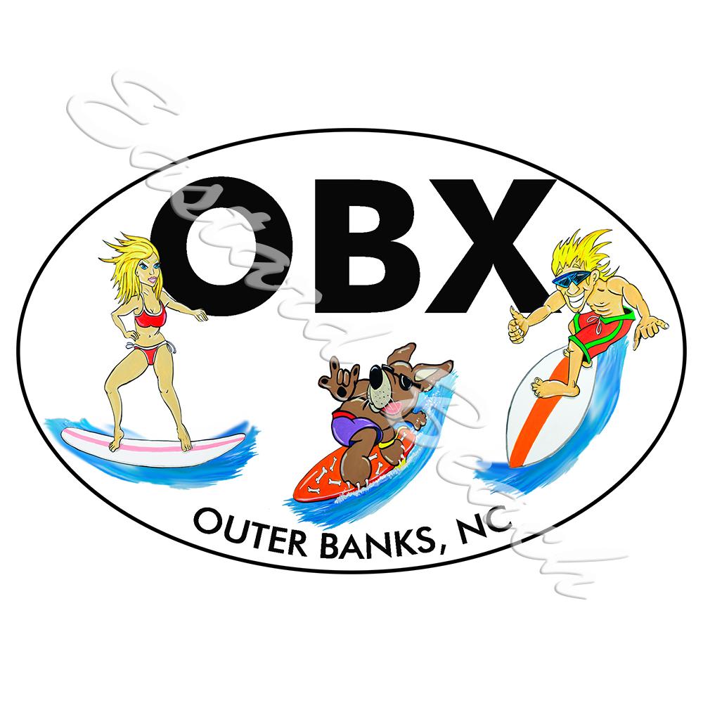 OBX - Outer Banks Surf Buddies - Vinyl Printed Decal - Click Image to Close
