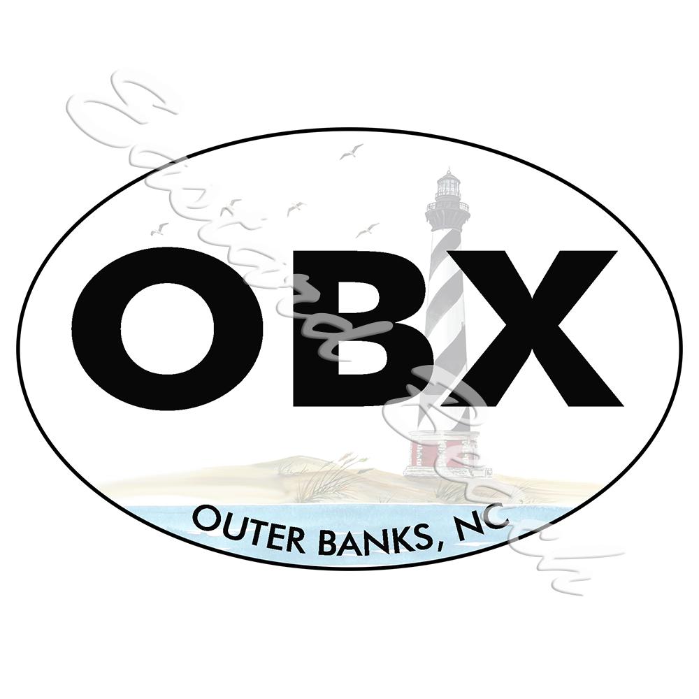 OBX - Outer Banks - Hatteras Lighthouse - Printed Vinyl Decal - Click Image to Close