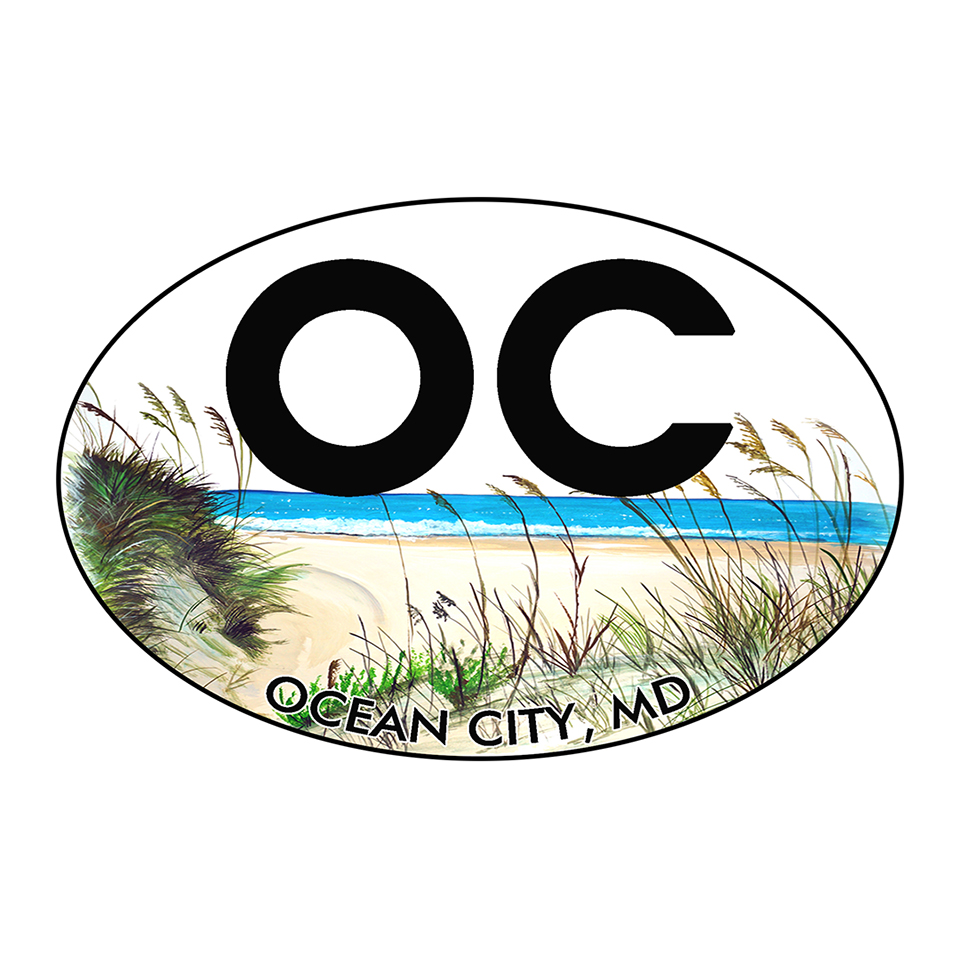 Ocean City Beach Scene Oval - Click Image to Close