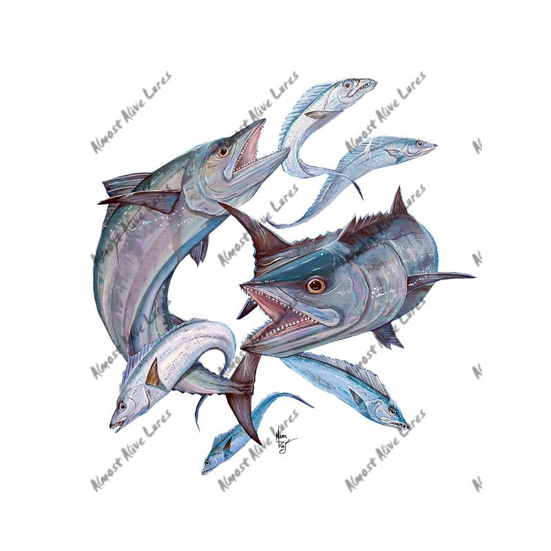 King Mackerel & Ribbonfish - Printed Vinyl Decal - Click Image to Close