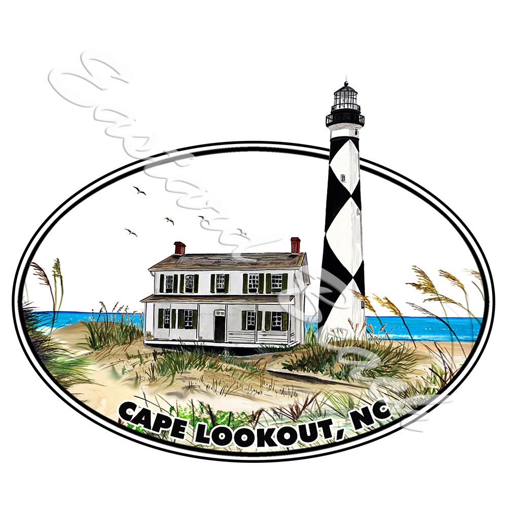 Oval Cape Lookout Lighthouse 2 - Click Image to Close