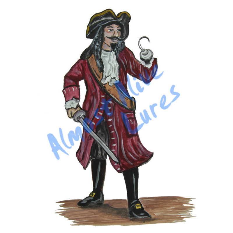 Pirate With Hook - Printed Vinyl Decal - Click Image to Close