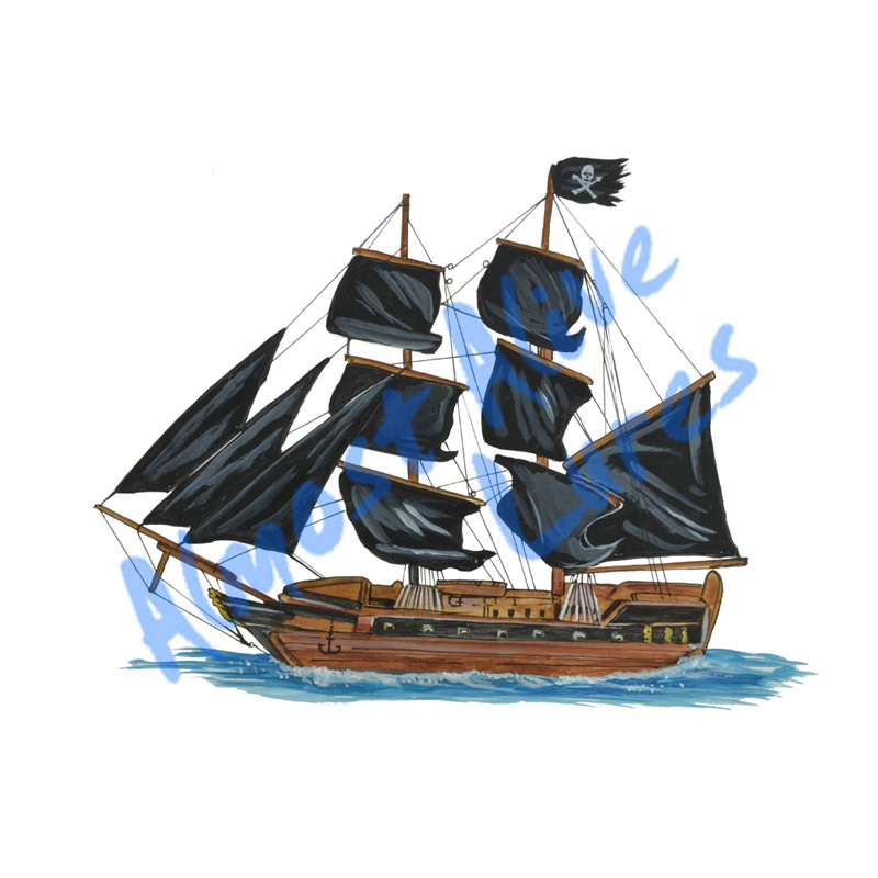 Pirate Ship - Printed Vinyl Decal - Click Image to Close