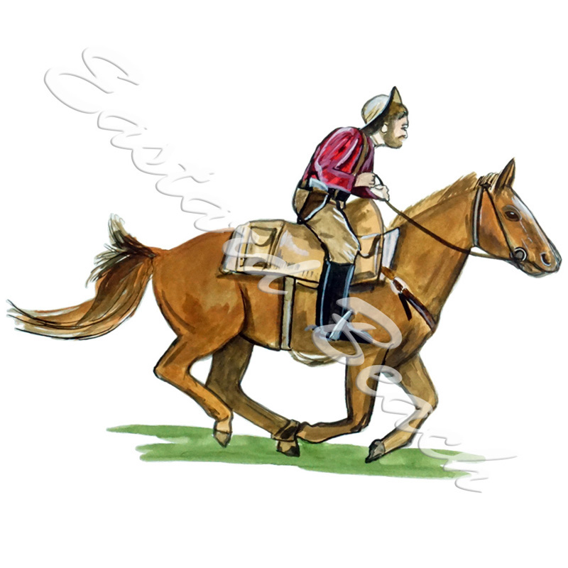 Pony Express Rider - Printed Vinyl Decal - Click Image to Close
