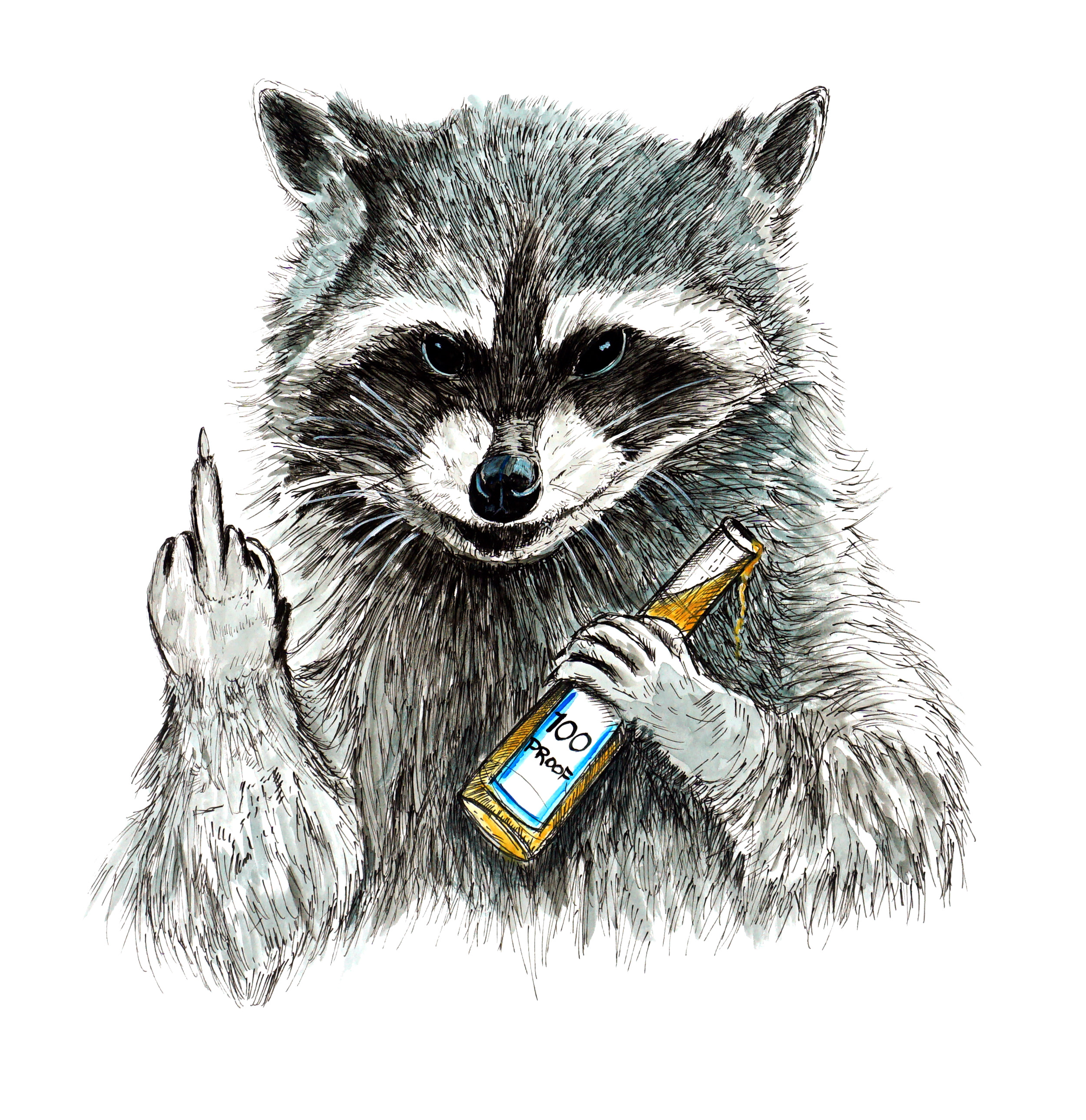Rude Raccoon - Printed Vinyl Decal - Click Image to Close
