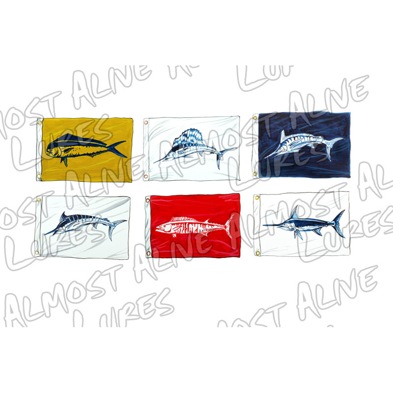 Release Flag Fish Set - Printed Vinyl Decal - Click Image to Close