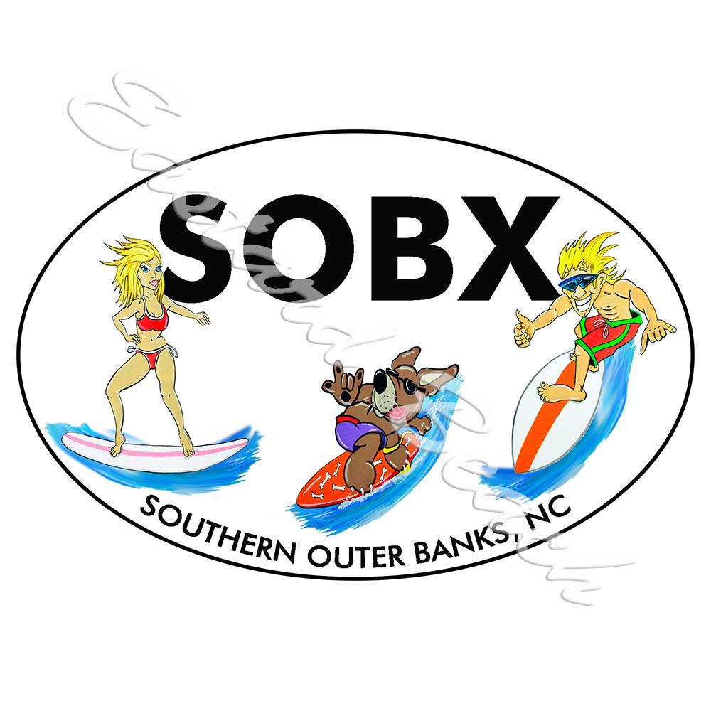 SOBX - Southern Outer Banks Surf Buddies - Printed Vinyl Decal - Click Image to Close