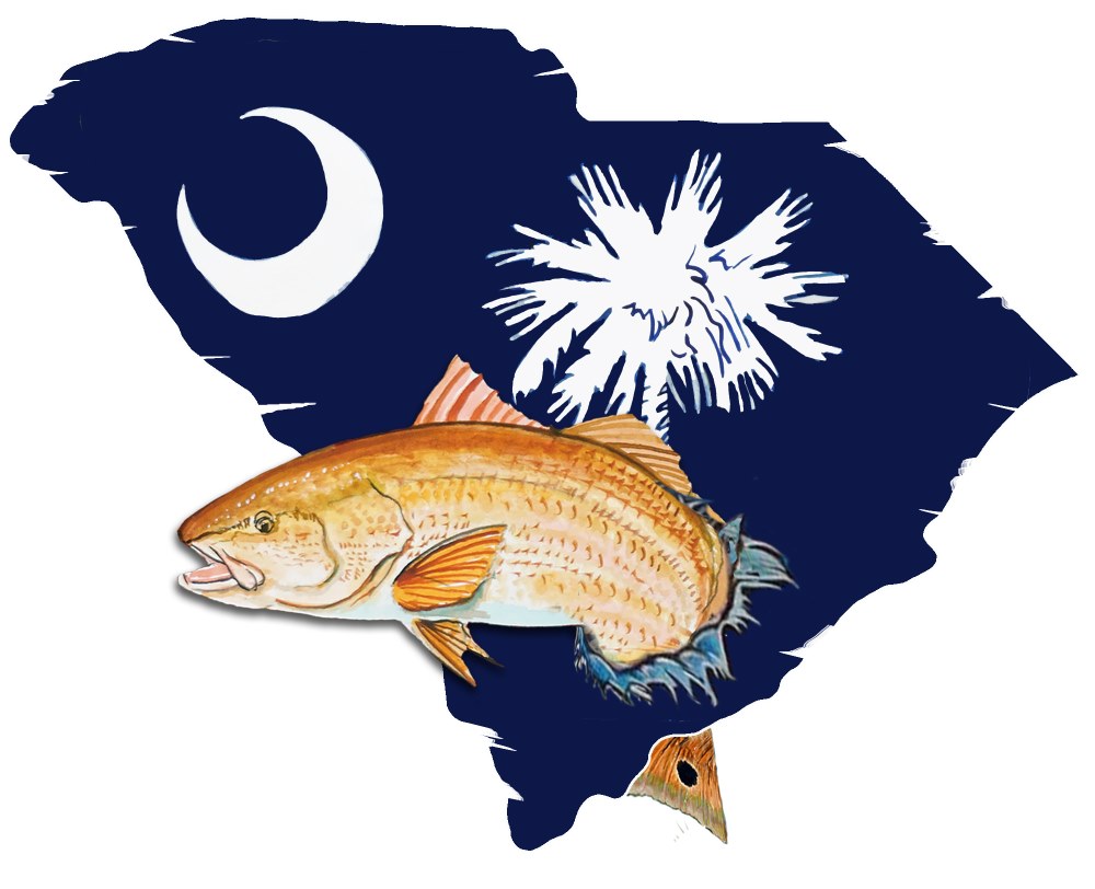 SC State Flag and Red Fish