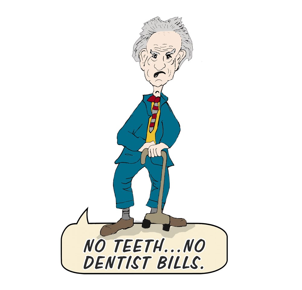 Old Man - No Teeth. No Dentist Bills - Click Image to Close