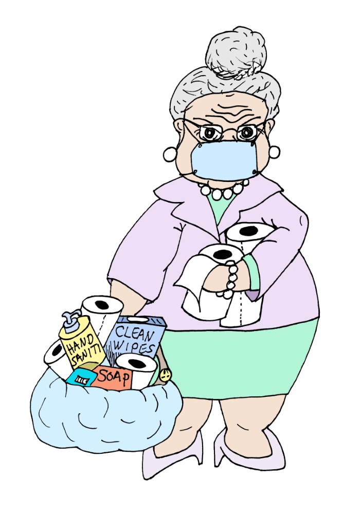 Old Lady w/ Cleaning Supplies - Click Image to Close
