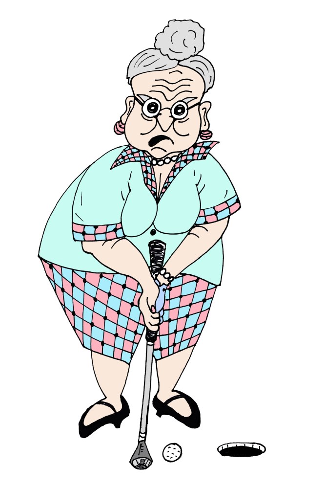 Old Lady Golfing - Click Image to Close