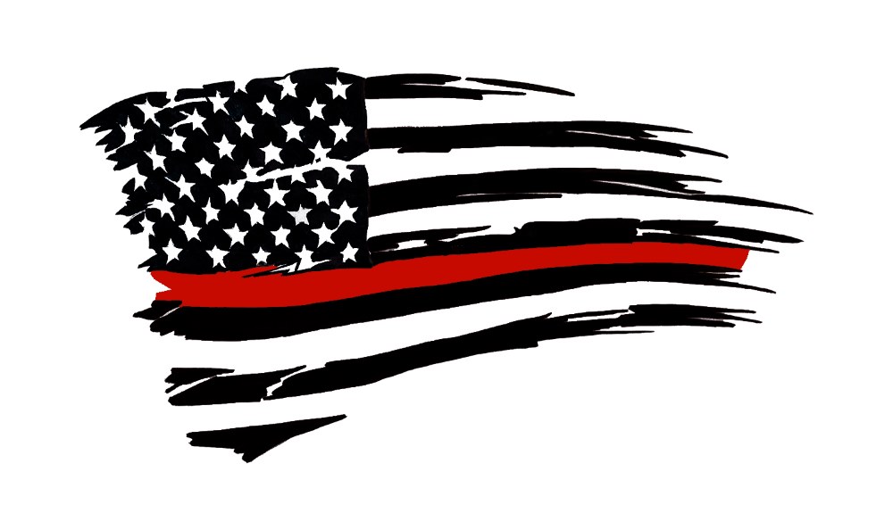Tattered USA Flag - Red Line