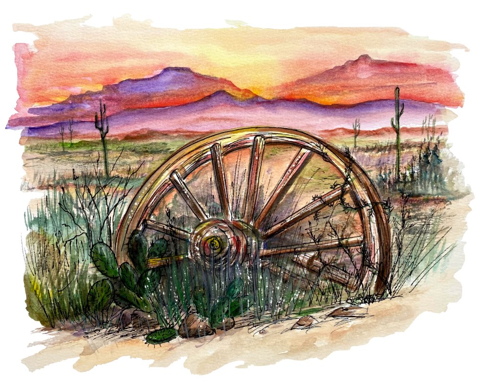 Wagon Wheel Desert Sunset