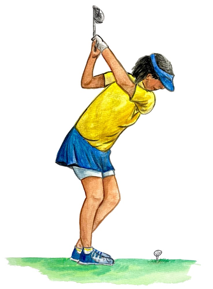 Female Golfer Teeing Off - Click Image to Close