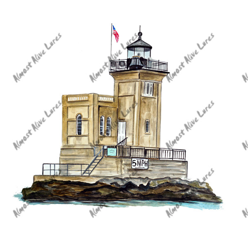 Huntington Harbor Lighthouse - Printed Vinyl Decal - Click Image to Close