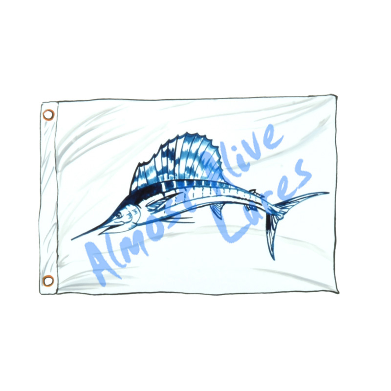Sailfish Release Flag - Printed Vinyl Decal - Click Image to Close