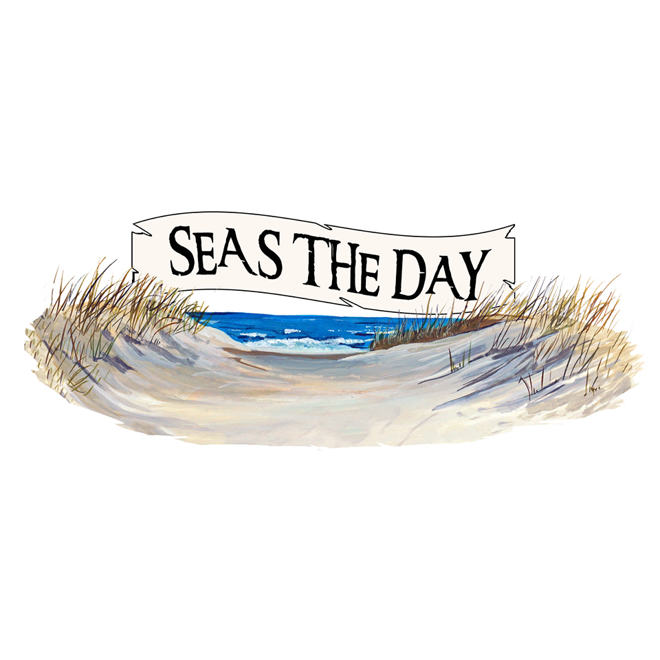 "Seas The Day" -Beach Scene - Click Image to Close