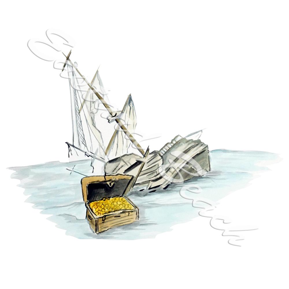 Sinking Ship and Treasure - Click Image to Close