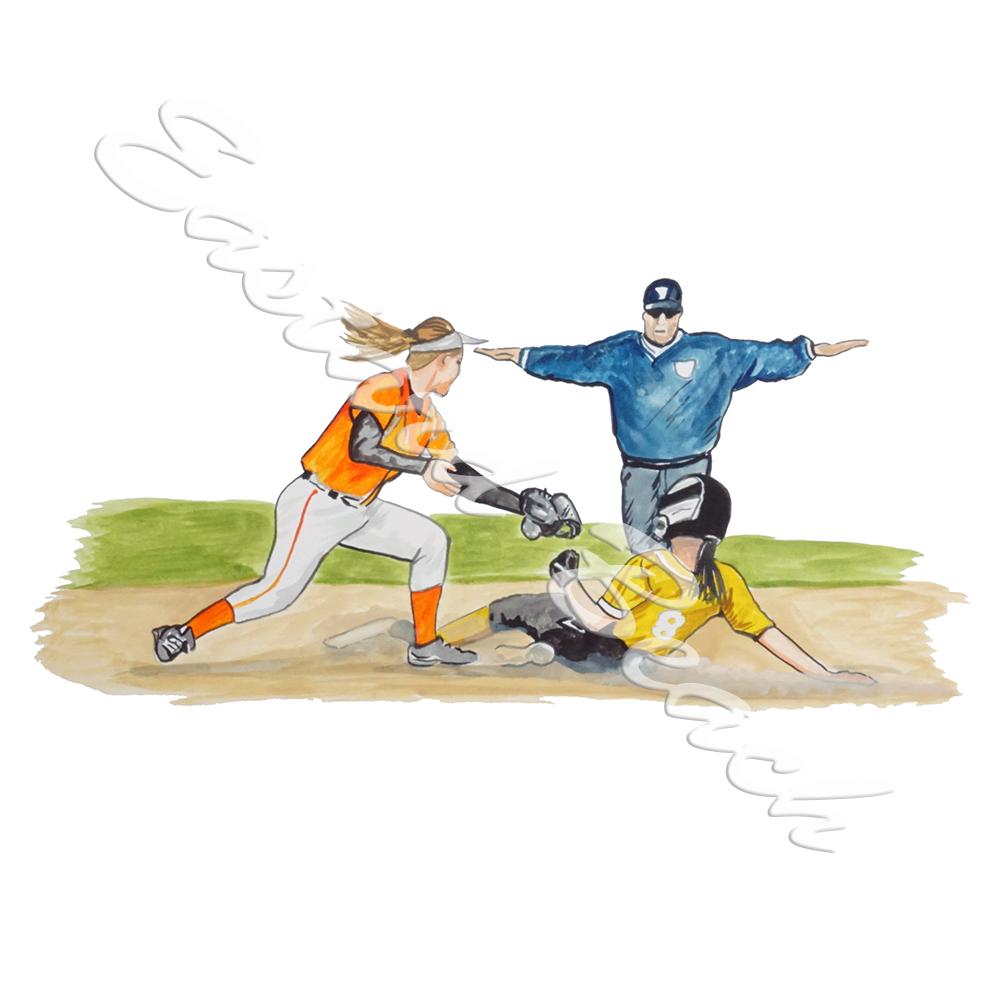 Softball Player Sliding - Click Image to Close