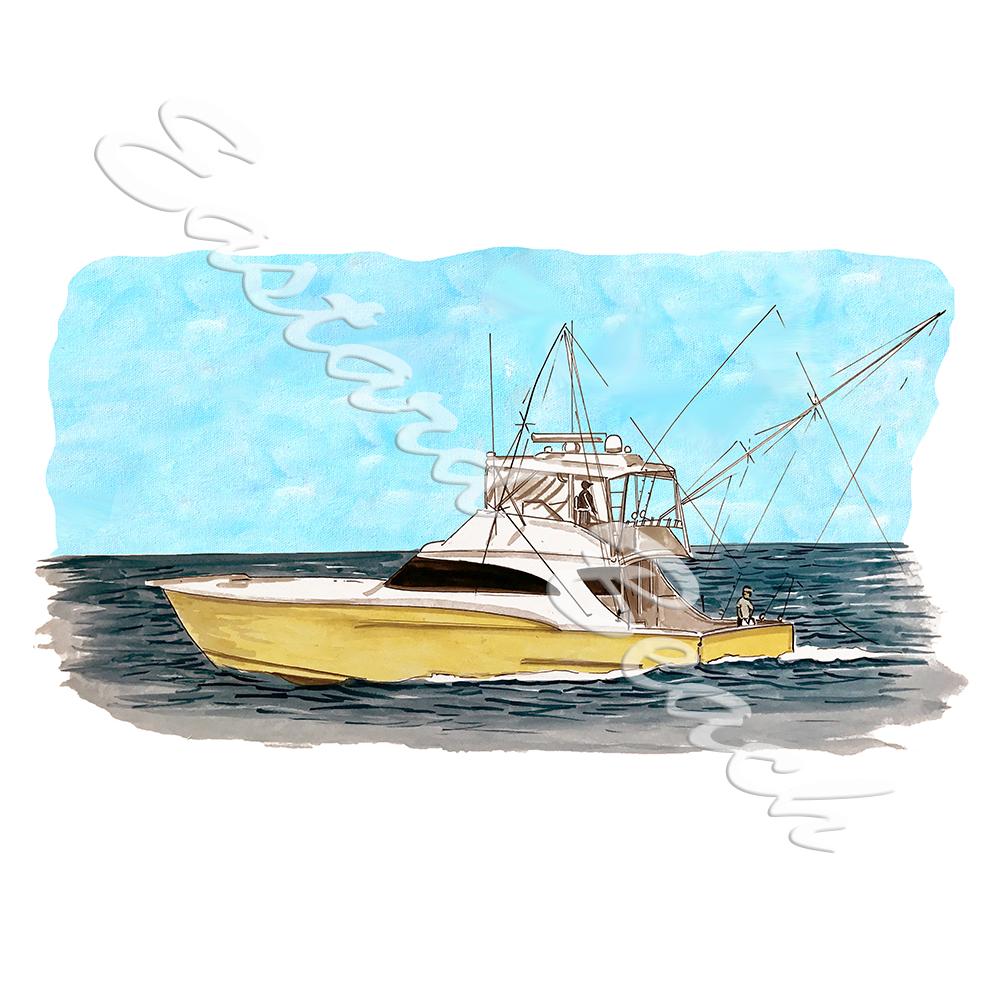 Sport Fishing Boat [STK1207] - $6.99 : , Wildlife Art  Decals and More