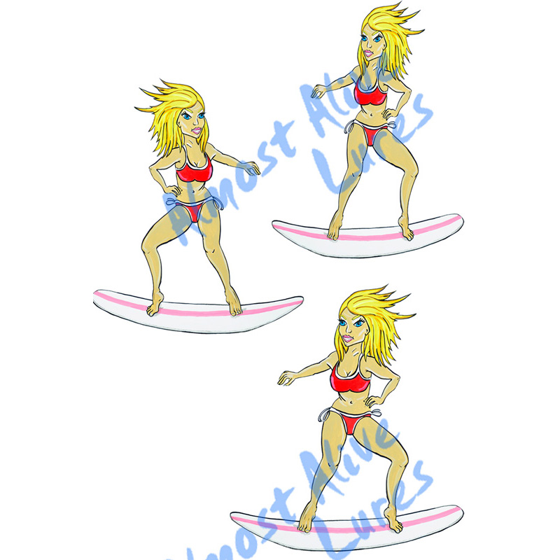 Surfer Girl - Minis Set of 3 Printed Vinyl Decals - Click Image to Close